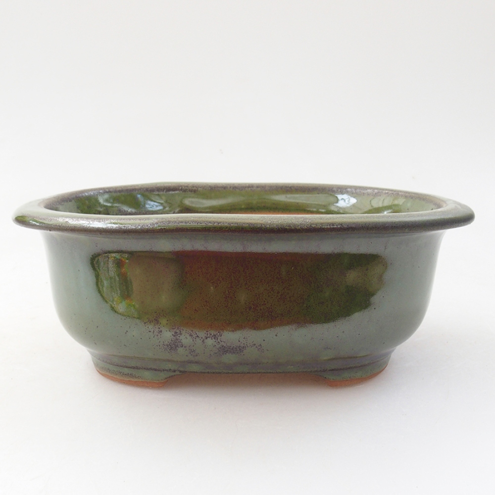 Ceramiczna miska bonsai 15,5 x 12 x 5,5 cm, kolor zielony
