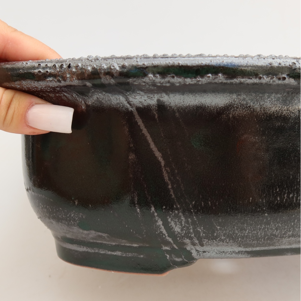 Ceramiczna miska do bonsai 30,5 x 25,5 x 10,5 cm, kolor zielony