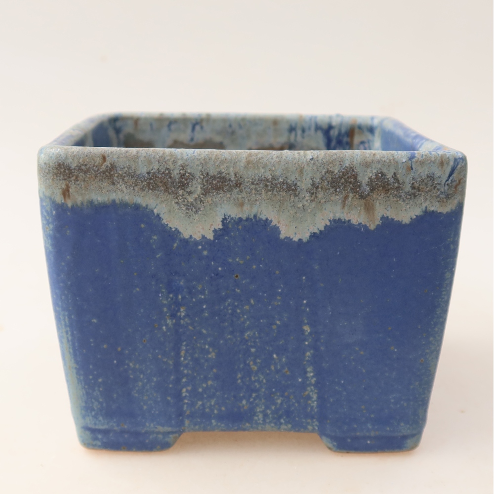Ceramiczna miska do bonsai 11,5 x 11,5 x 9 cm, kolor niebieski