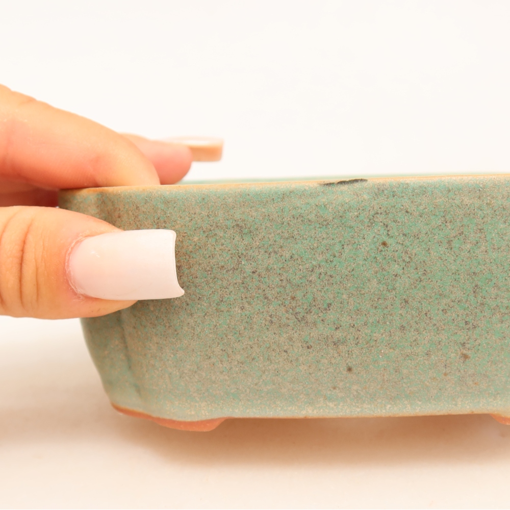 Ceramiczna miska do bonsai 12,5 x 10 x 4,5 cm, kolor zielony