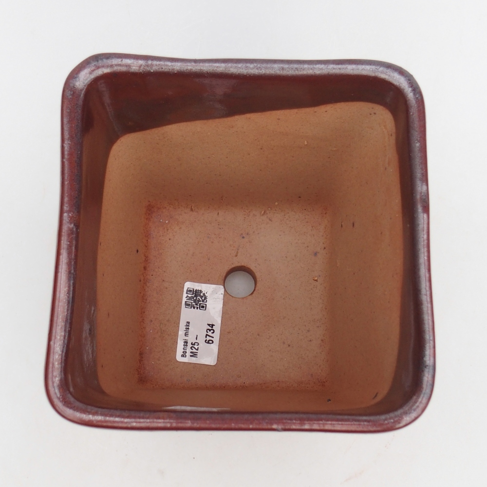 Ceramiczna miska do bonsai 13,5 x 13,5 x 15 cm, kolor bordowy