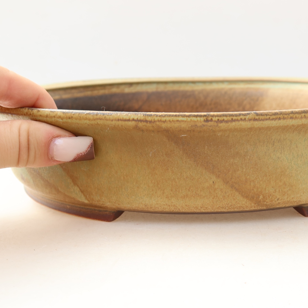 Ceramiczna miska do bonsai 26 x 24 x 6 cm, kolor zielony