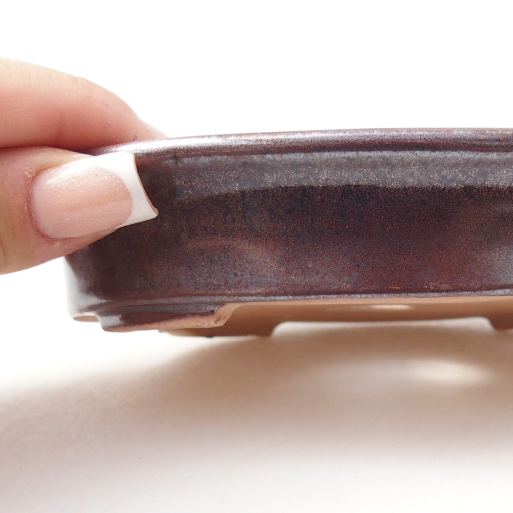 Ceramiczna miska do bonsai 13 x 10,5 x 3 cm, kolor bordowy
