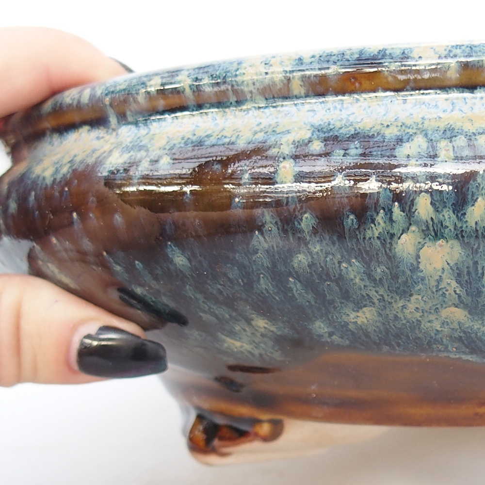 Ceramiczna miska do bonsai 25 x 25 x 7,5 cm, brązowa