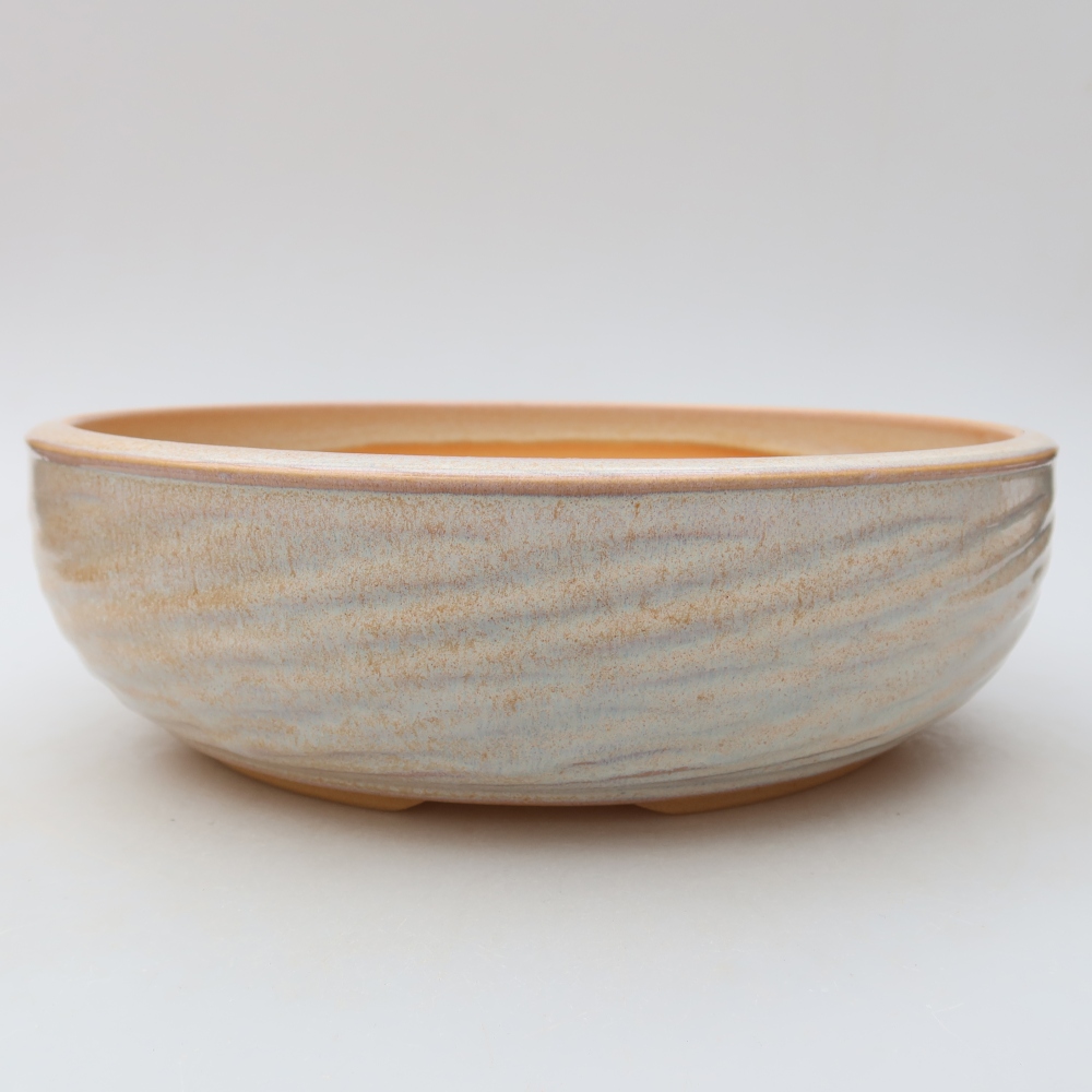 Ceramiczna doniczka do bonsai 25,5 x 25,5 x 7,5 cm, kolor beżowy