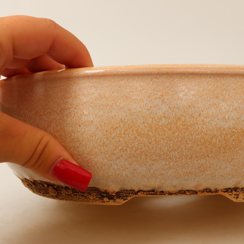 Ceramiczna doniczka do bonsai 24 x 24 x 7 cm, kolor beżowy