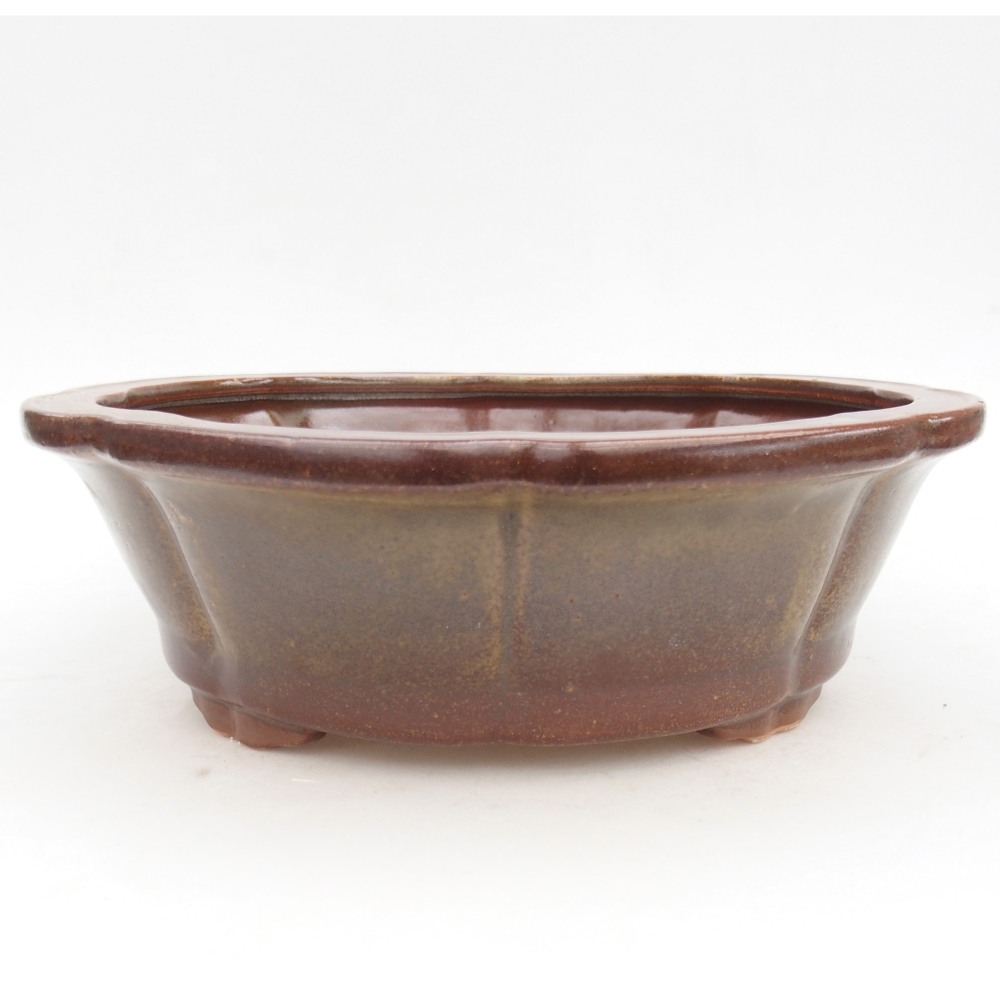 Ceramiczna miska do bonsai 26,5 x 26,5 x 8,5 cm, brązowa