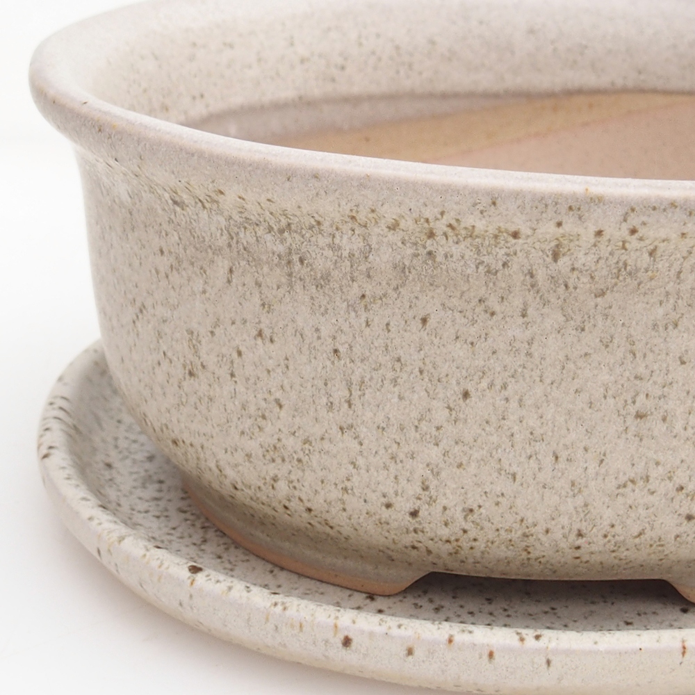 Miska bonsai + spodek H30 - 12 x 10,5 x 5,5 cm - beżowy