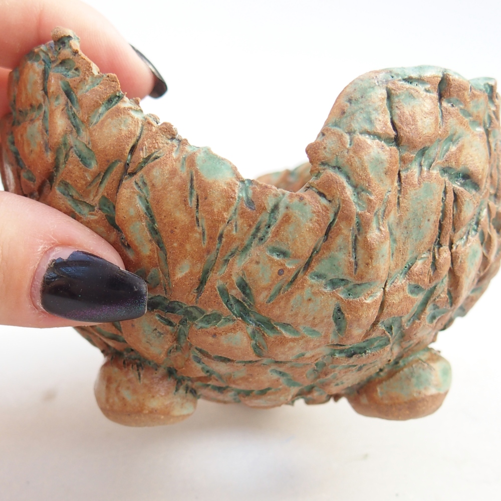 Ceramiczna muszla 10 x 9,5 x 6,5 cm, kolor brązowo-zielony