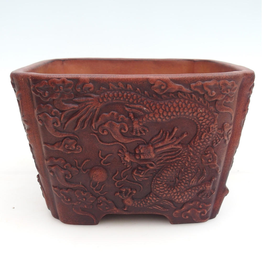 Ceramiczna miska do bonsai 21 x 21 x 13,5 cm, brązowa