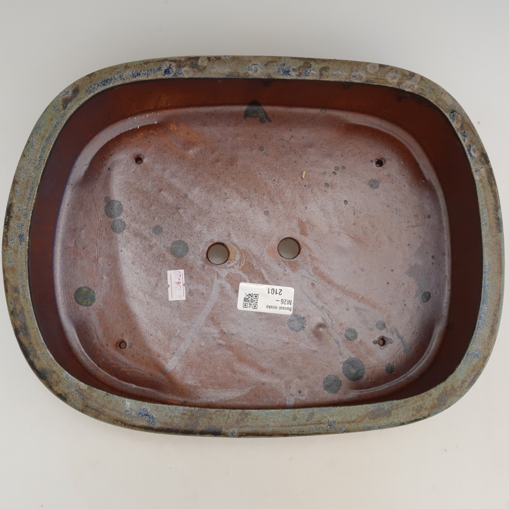 Ceramiczna miska do bonsai 31,5 x 24 x 8 cm, kolor brązowo-niebieski