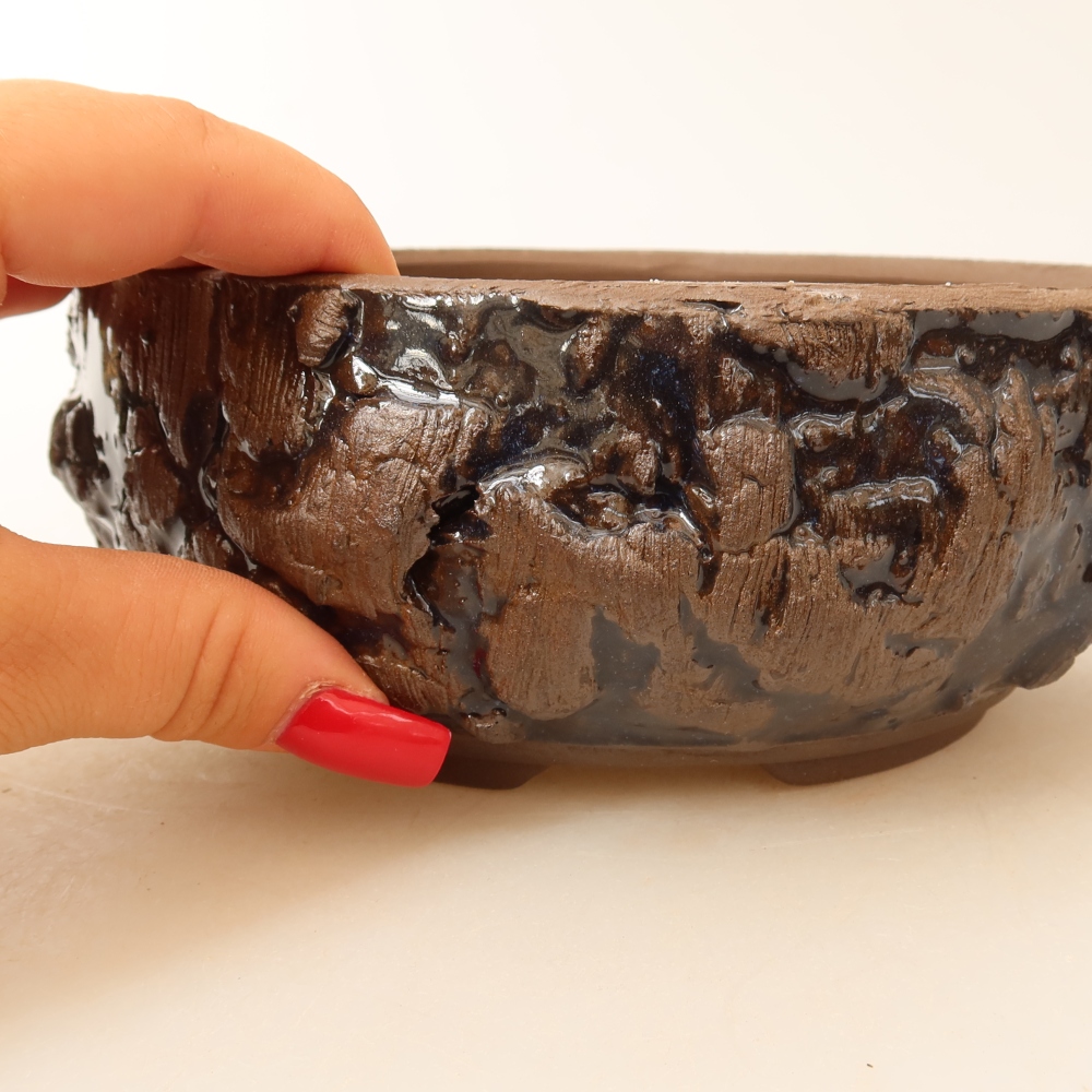 Ceramiczna miska do bonsai 16 x 16 x 6,5 cm, kolor brązowy