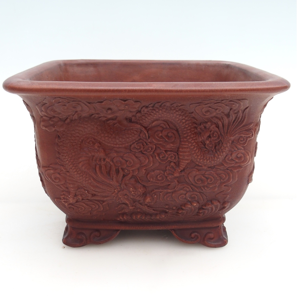 Ceramiczna miska do bonsai 21 x 21 x 13,5 cm, brązowa