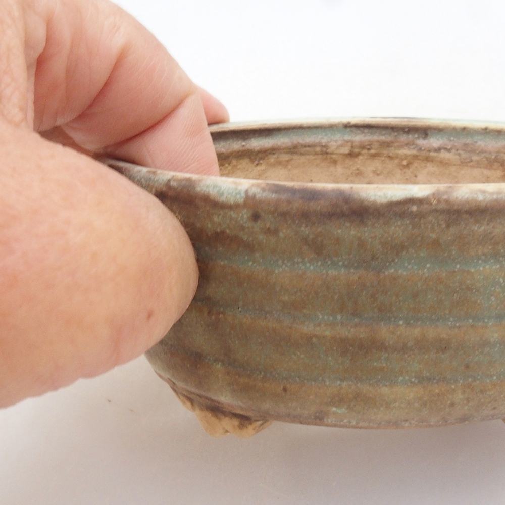 Ceramiczna miska do bonsai 10,5 x 9 x 4 cm, kolor zielony