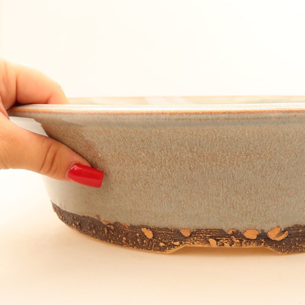 Ceramiczna miska do bonsai 35,5 x 35,5 x 9 cm, kolor szary – WYŁĄCZNIE ODBIÓR OSOBISTY lub transport na palecie