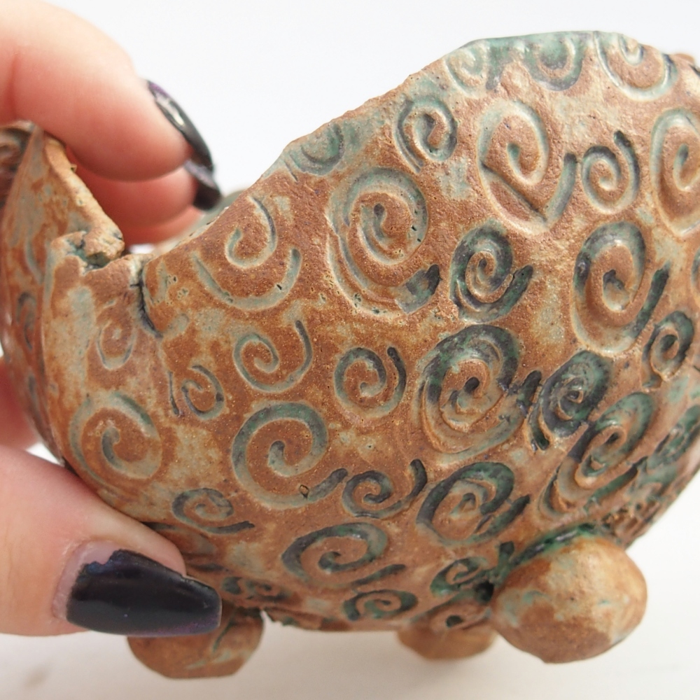 Ceramiczna muszla 10 x 9,5 x 8,5 cm, kolor brązowo-zielony