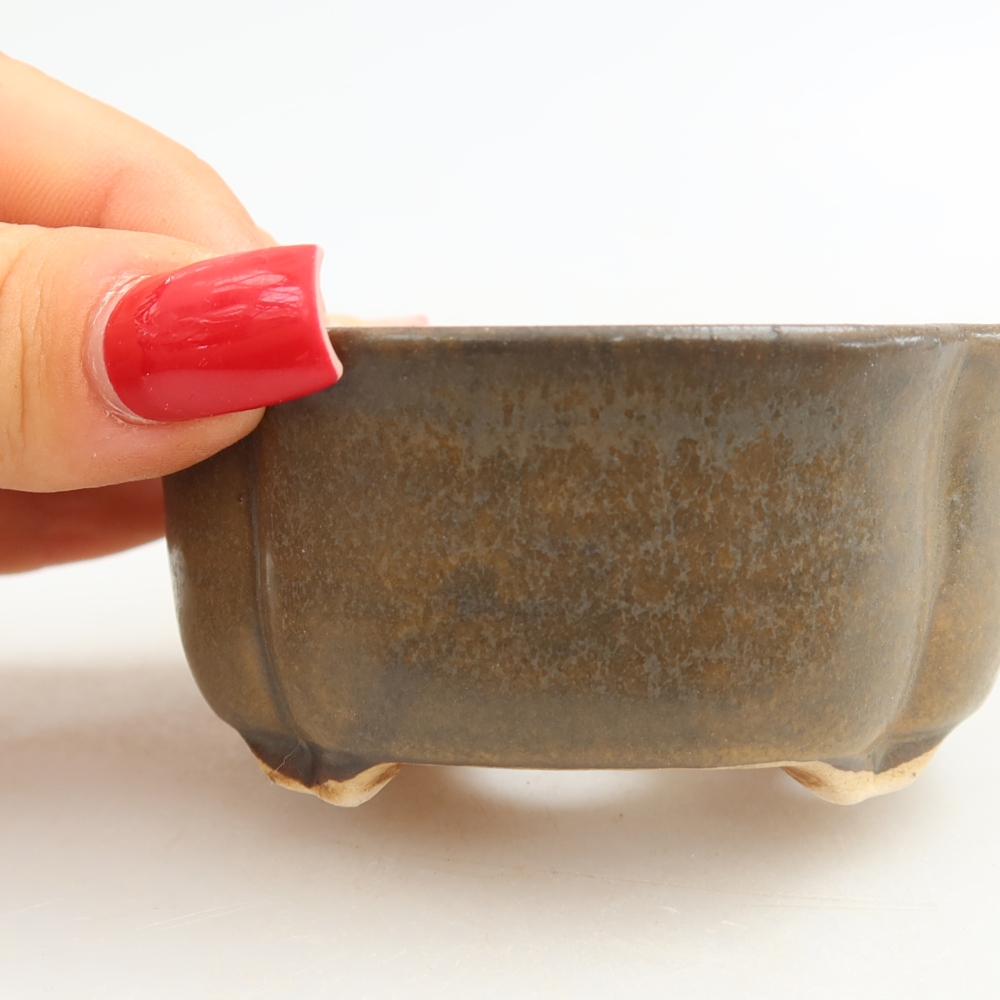 Ceramiczna miska do bonsai 8 x 7,5 x 3,5 cm, kolor brązowy