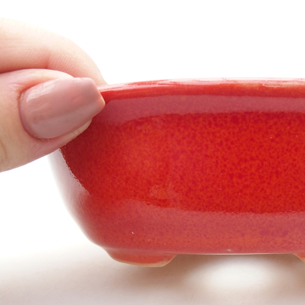 Ceramiczna miska do bonsai 11 x 8,5 x 4 cm, kolor czerwony