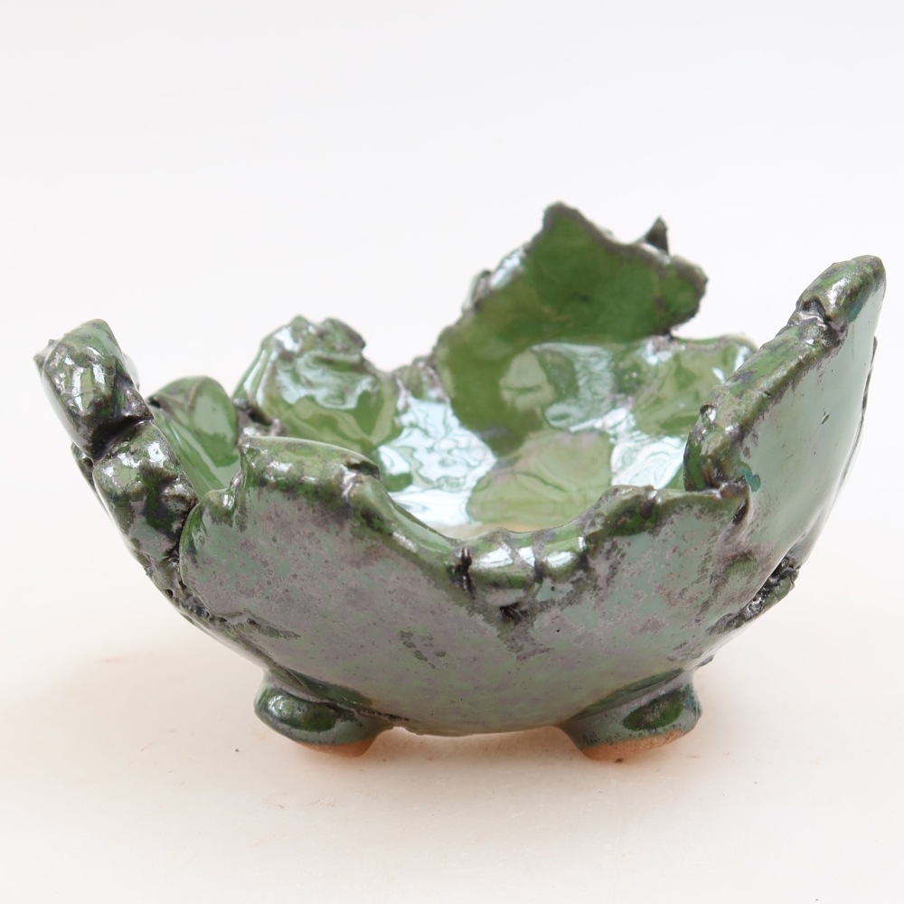 Ceramiczna skorupa  11 x 11 x 7 cm, kolor zielony