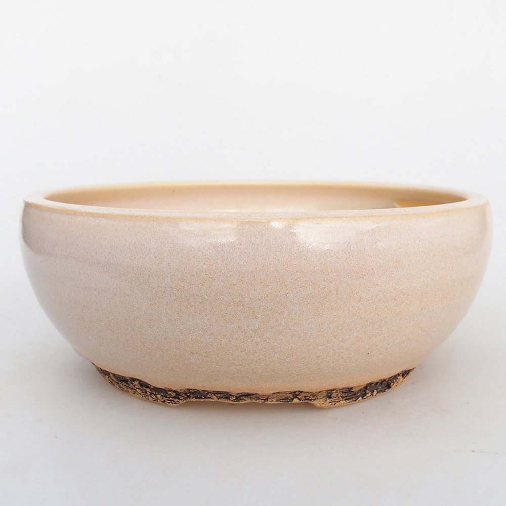 Ceramiczna miska na bonsai 18,5 x 18,5 x 7,5 cm, kolor beżowy