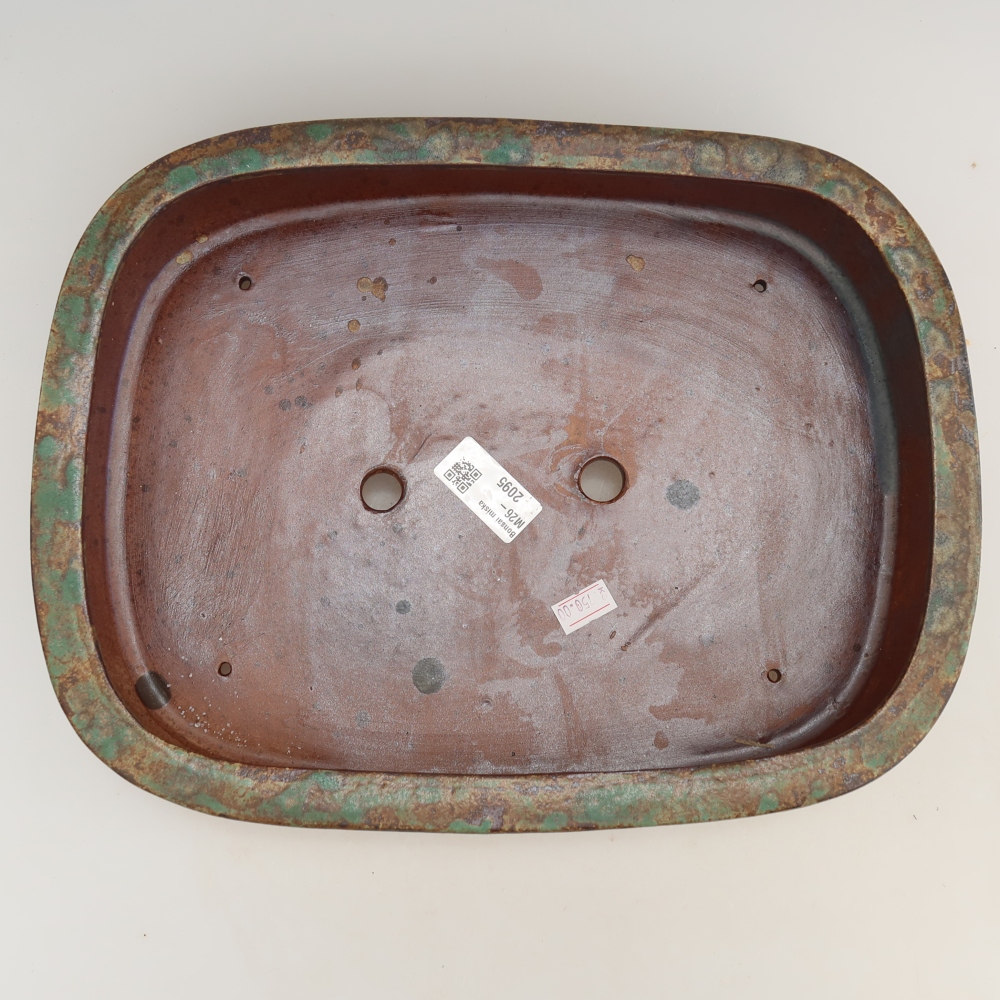 Ceramiczna miska do bonsai 32 x 24,5 x 6,5 cm, kolor brązowo-zielony