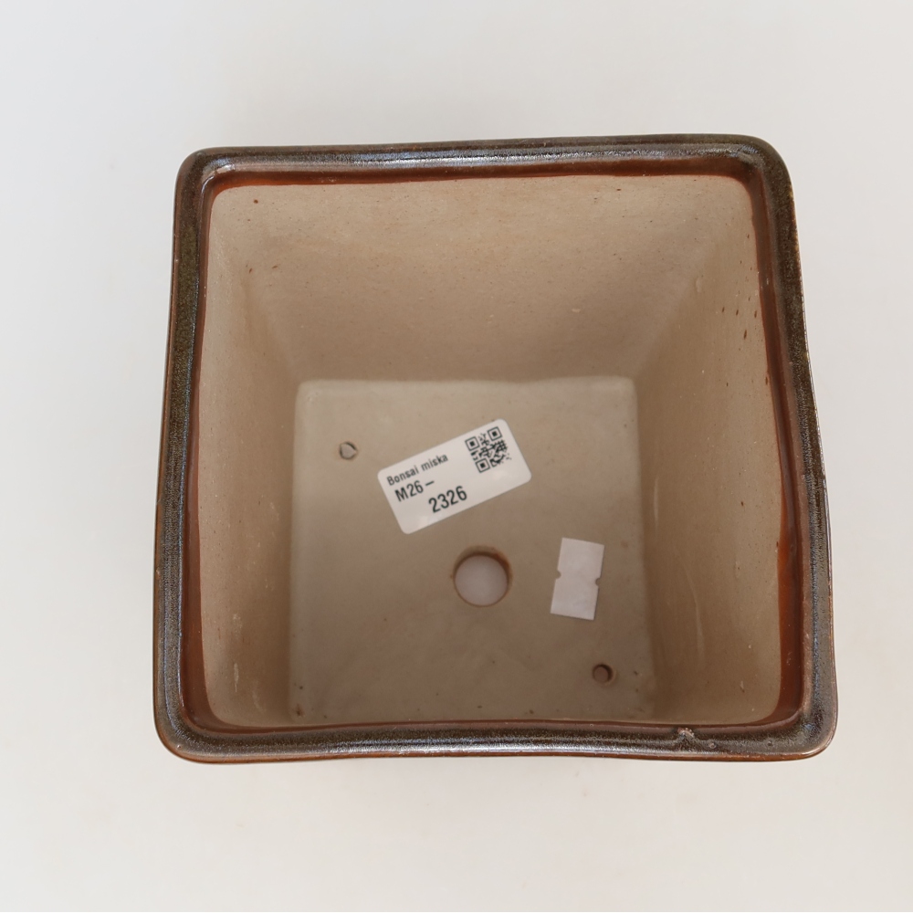 Ceramiczna miska do bonsai 13 x 13 x 14 cm, kolor brązowy