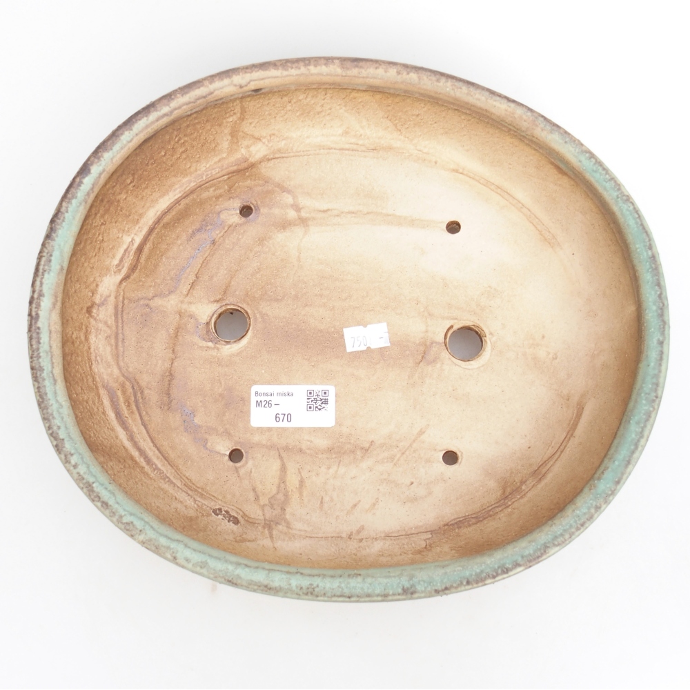 Ceramiczna miska do bonsai 28,5 x 25 x 6 cm, zielona