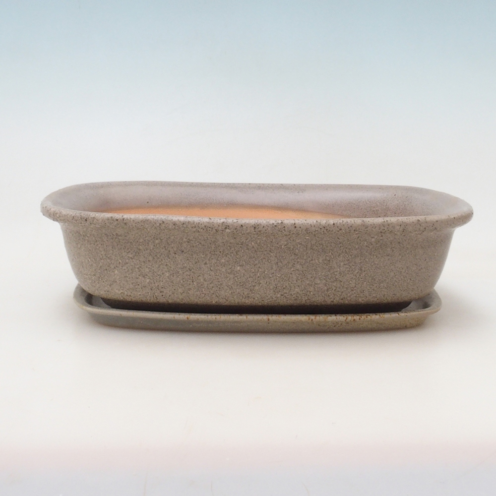 Miska do bonsai + podstawka H09 – 30 x 23 x 7,5 cm. – beżowa