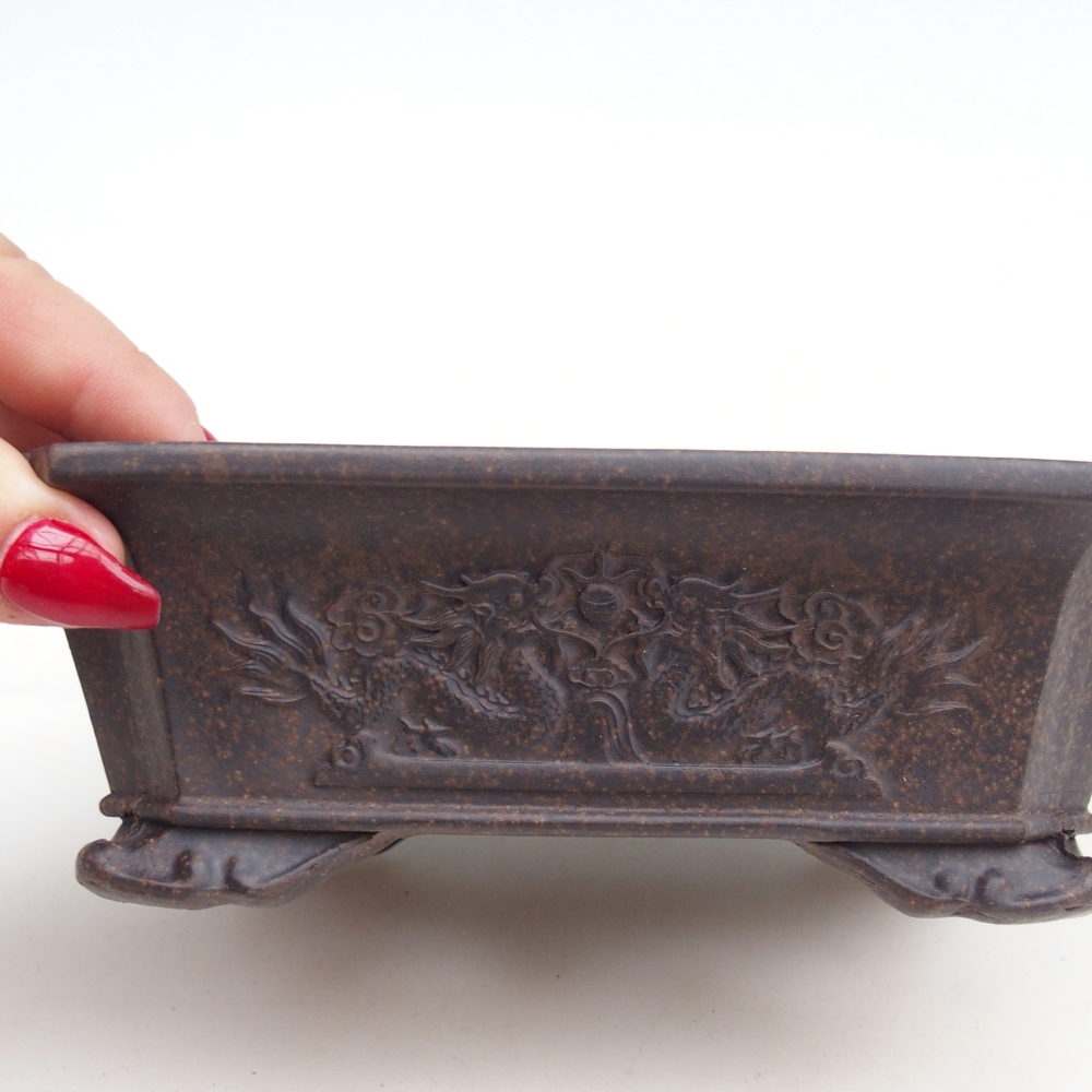 Ceramiczna miska do bonsai 16 x 12 x 5 cm, brązowawo-ochrowa
