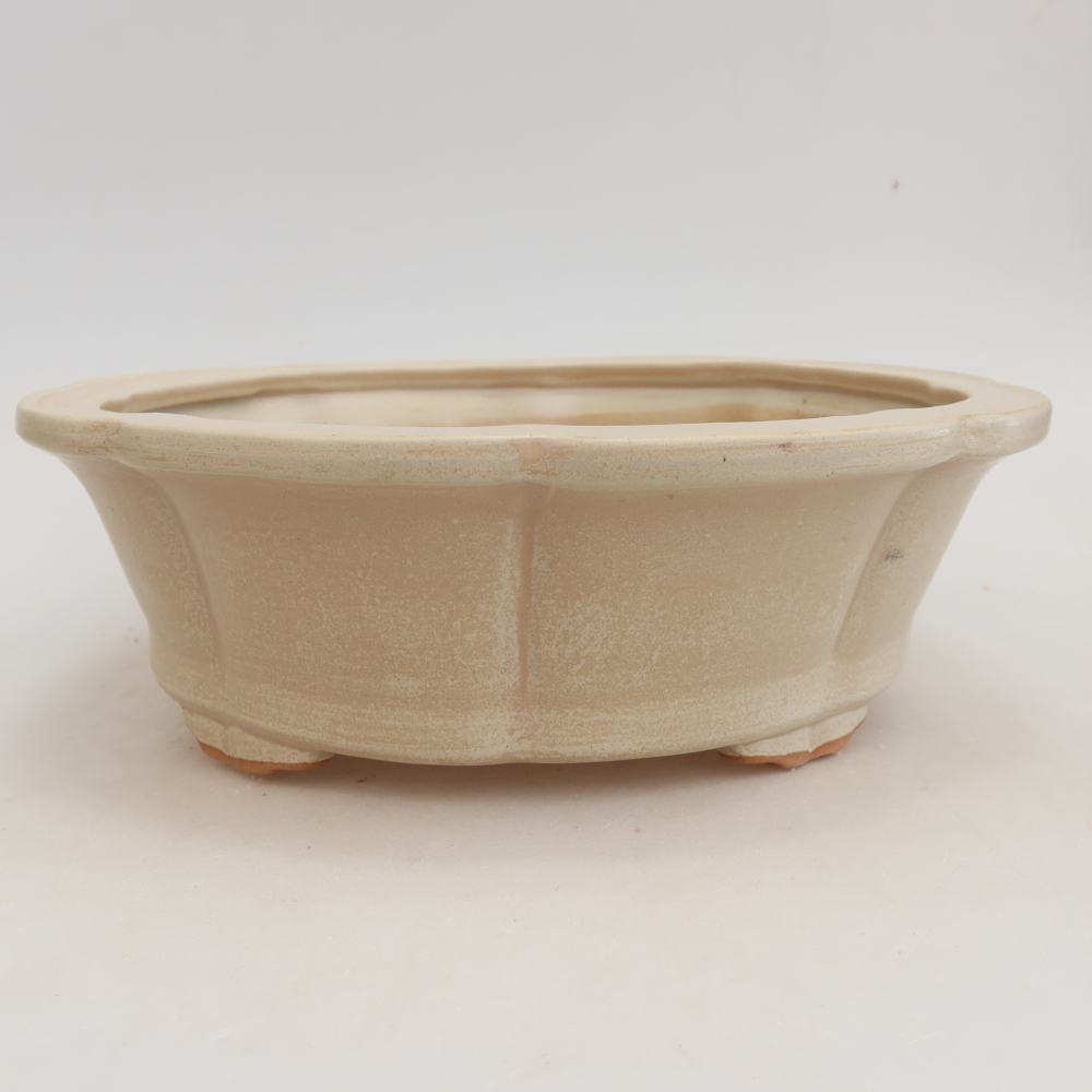 Ceramiczna miska na bonsai 26 x 26 x 8 cm, kolor beżowy