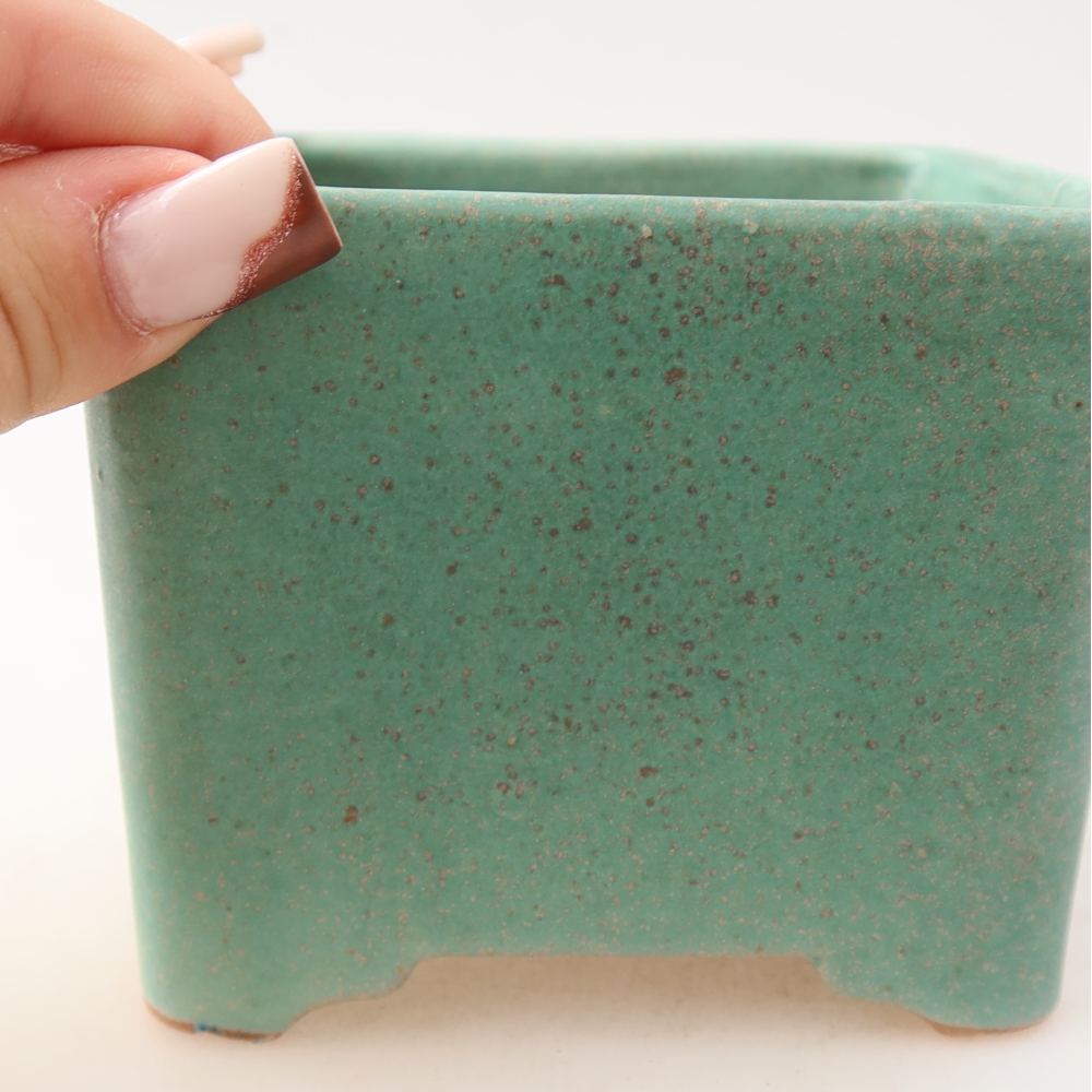 Ceramiczna miska do bonsai 10 x 10 x 8 cm, zielona