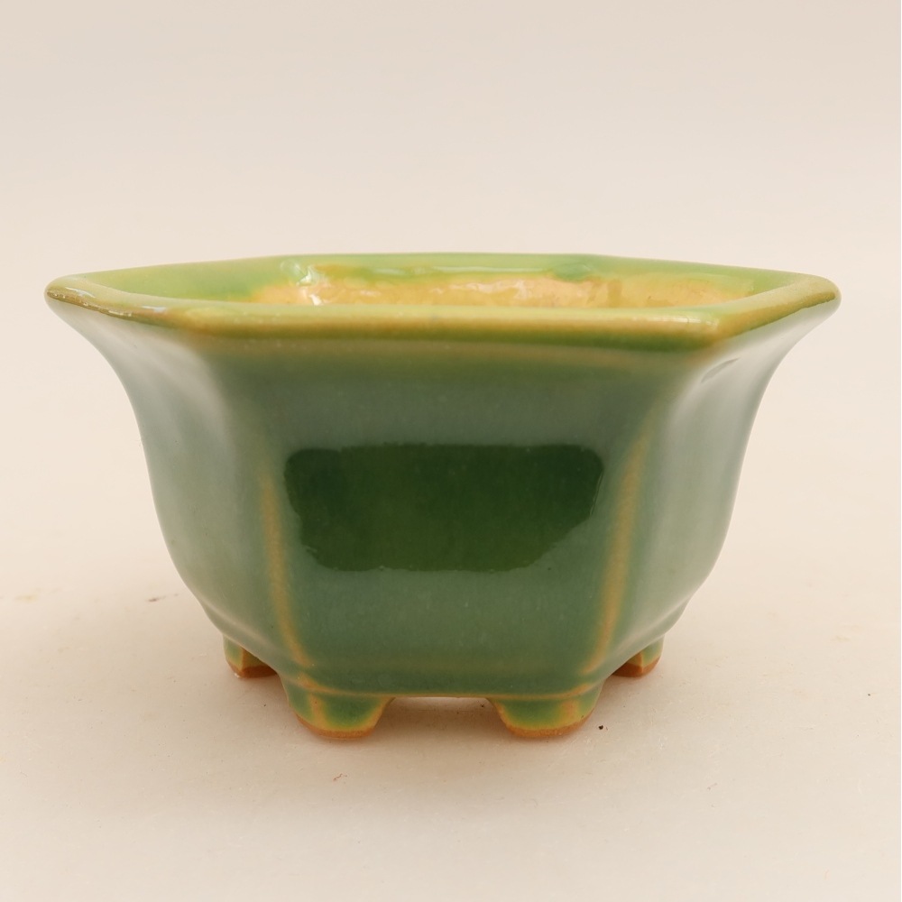 Ceramiczna miska do bonsai 10,5 x 9,5 x 5,5 cm, kolor zielony