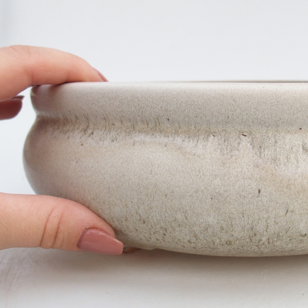 Ceramiczna miska na bonsai 23 x 23 x 8 cm, kolor beżowy