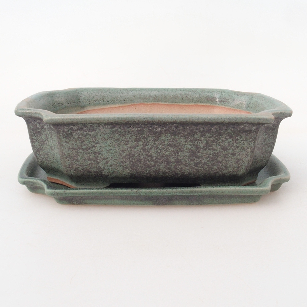 Miska do bonsai + podstawka H03 – 16,5 x 12 x 4,5 cm. – zielona