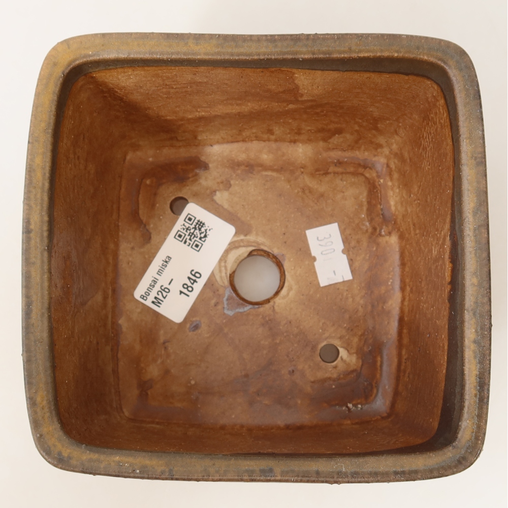 Ceramiczna miska do bonsai 13 x 13 x 8 cm, brązowa