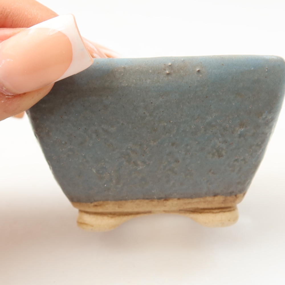 Ceramiczna miska do bonsai 6 x 6 x 4 cm, kolor niebieski