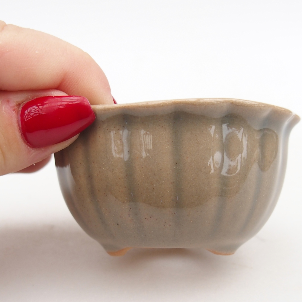 Ceramiczna miska na bonsai 7 x 8,5 x 3,5 cm, szara