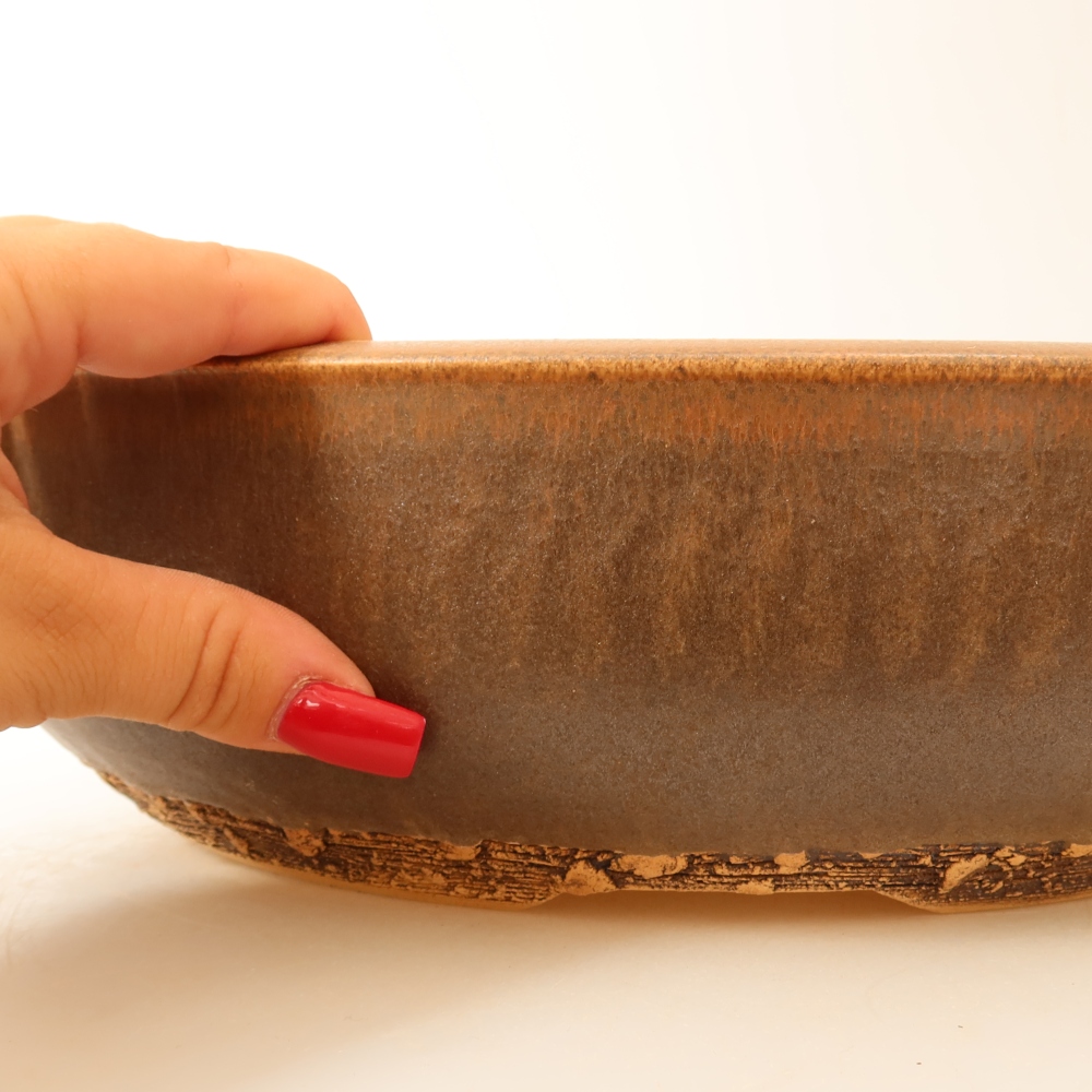 Ceramiczna miska do bonsai 32,5 x 32,5 x 8,5 cm, kolor brązowy – TYLKO ODBIÓR OSOBISTY lub transport na palecie
