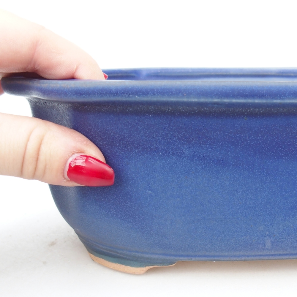 Ceramiczna miska do bonsai 22 x 18 x 7,5 cm, kolor niebieski