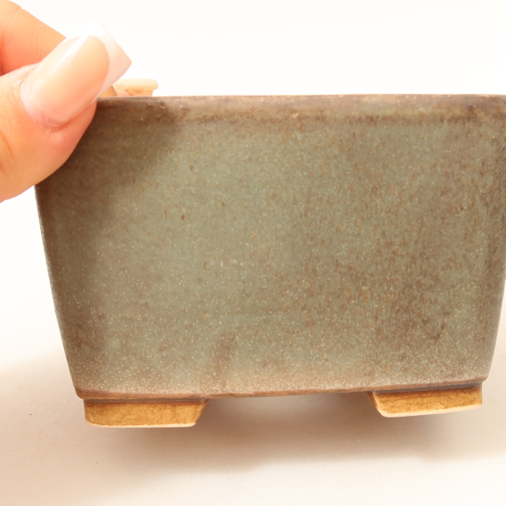 Ceramiczna miska do bonsai 10,5 x 10,5 x 7 cm, kolor zielony