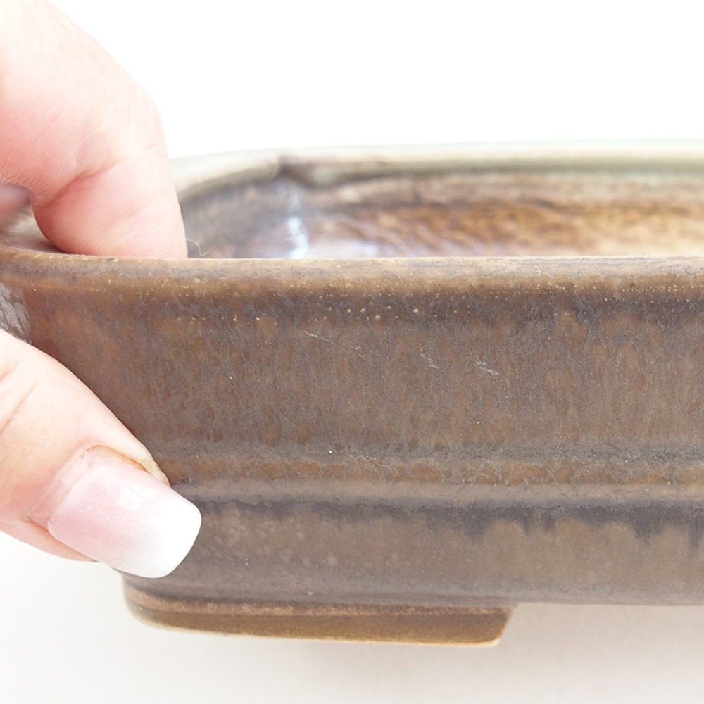 Ceramiczna miska do bonsai 21,5 x 17,5 x 5,5 cm, brązowa