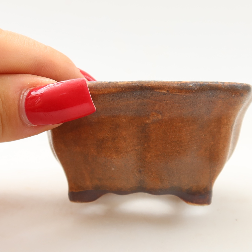 Ceramiczna miseczka do bonsai 7 x 7 x 3,5 cm, kolor różowy