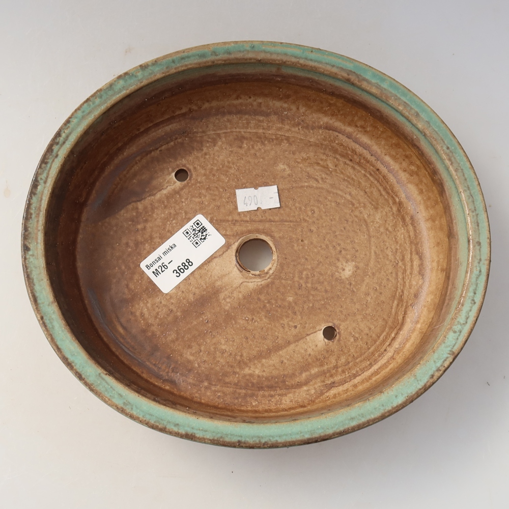 Ceramiczna miska do bonsai 21 x 19 x 5 cm, kolor zielony