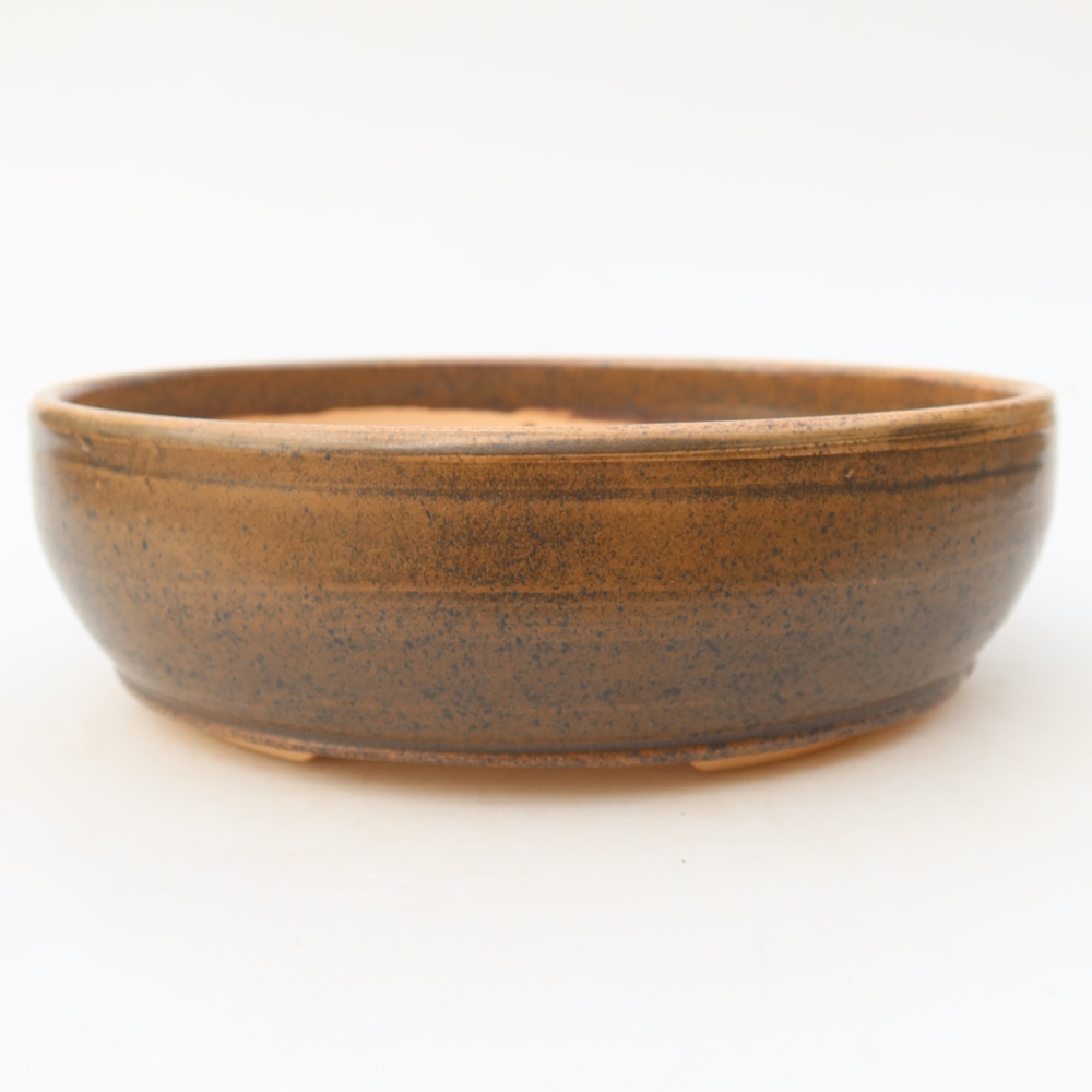 Ceramiczna doniczka do bonsai 19 x 19 x 5,5 cm, kolor brązowy