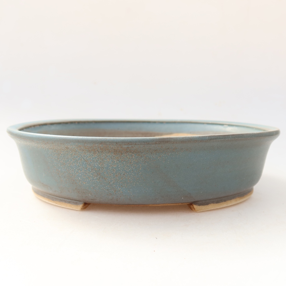 Ceramiczna miska do bonsai 21 x 19 x 5 cm, kolor niebieski