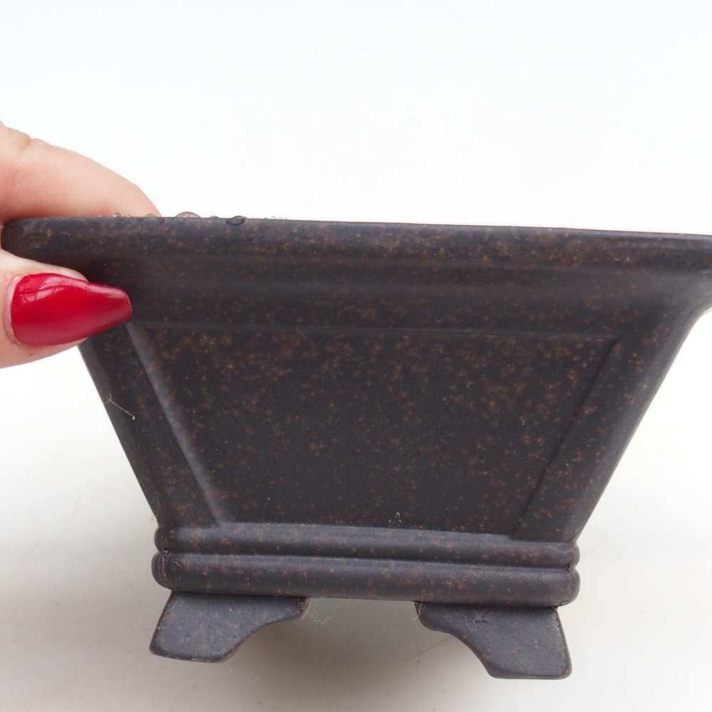 Ceramiczna miska do bonsai 12 x 12 x 7 cm, kolor brązowo-ochrowy