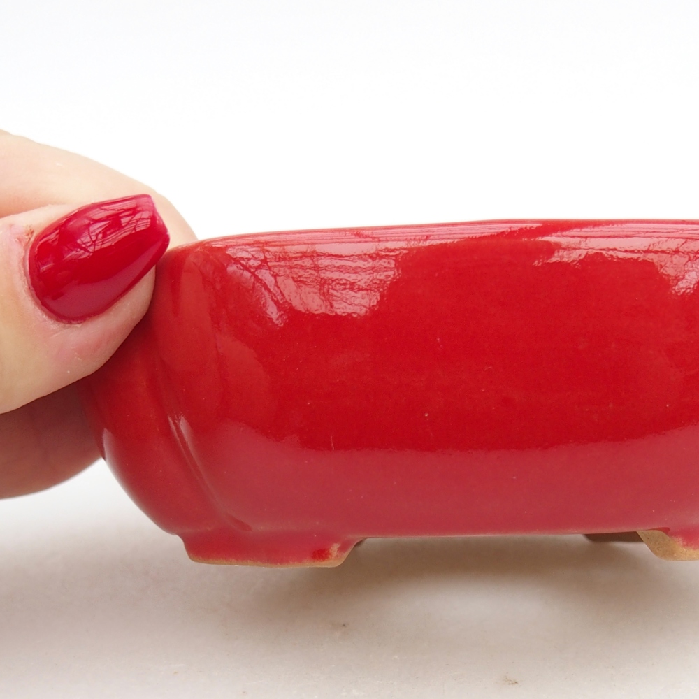 Ceramiczna miska do bonsai 10,5 x 9 x 3,5 cm, kolor czerwony