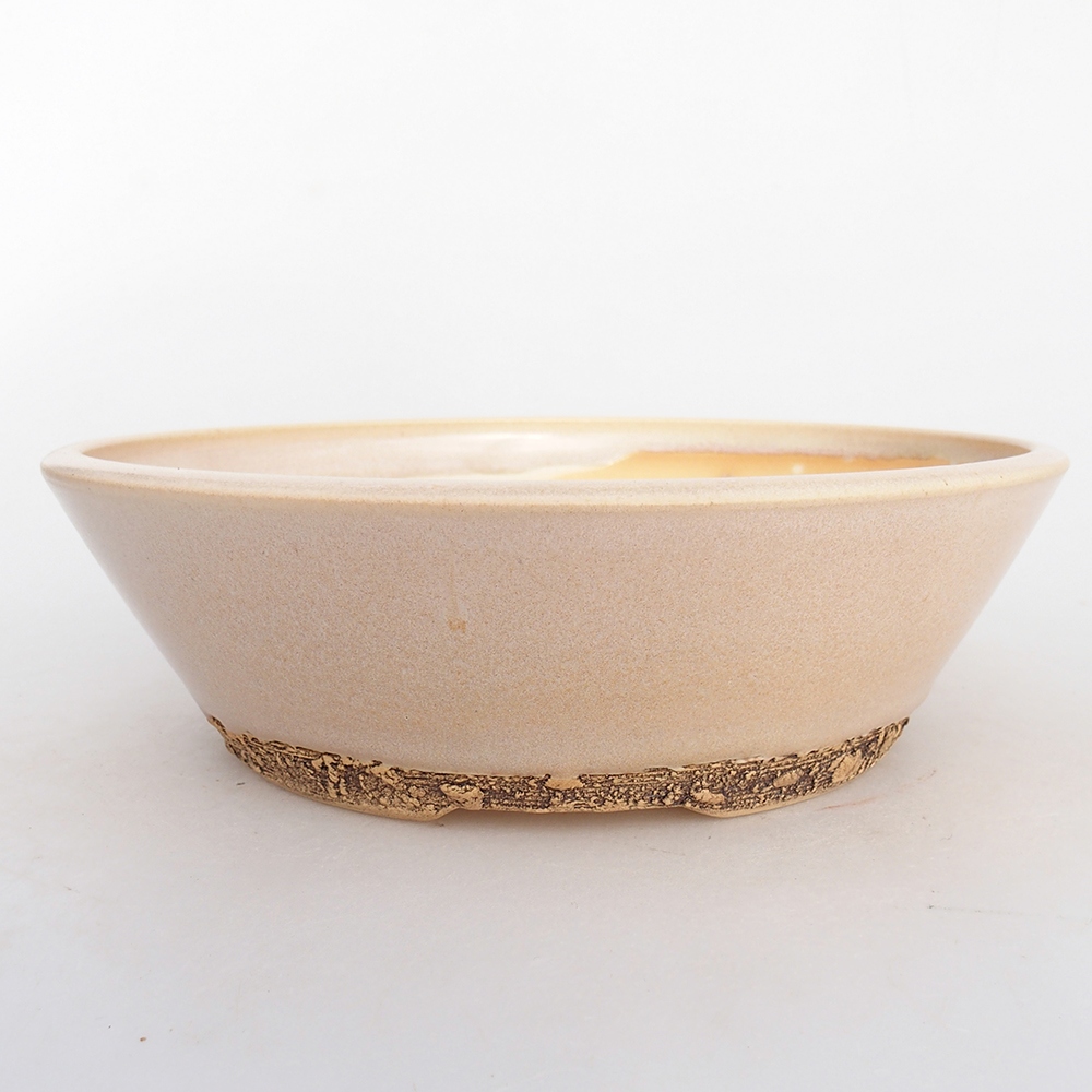 Ceramiczna miska do bonsai 20,5 x 20,5 x 6 cm, kolor beżowy