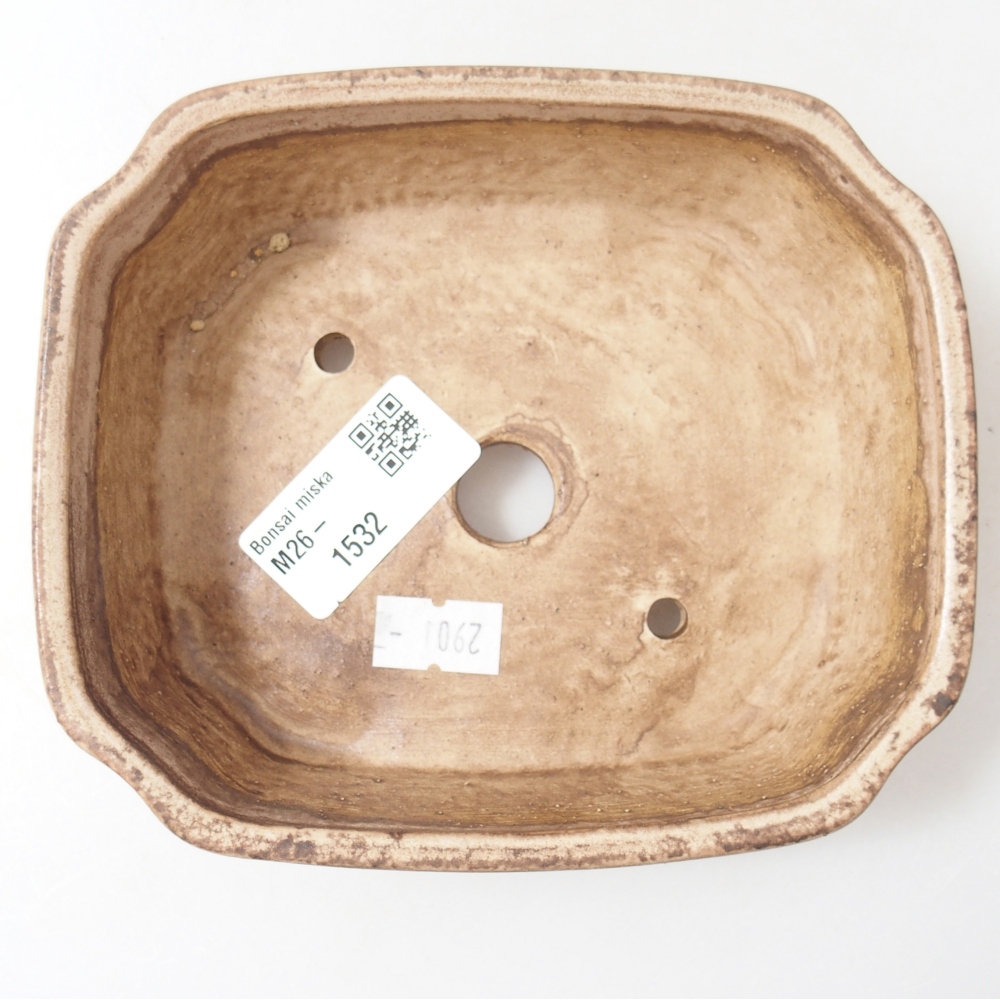 Ceramiczna miska na bonsai 14 x 12 x 4,5 cm, kolor beżowy