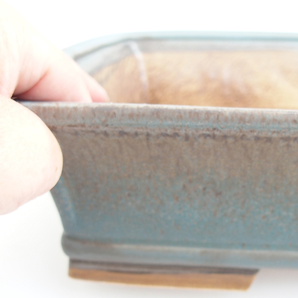 Ceramiczna miska na bonsai 29,5 x 25 x 7,5 cm, kolor niebieski